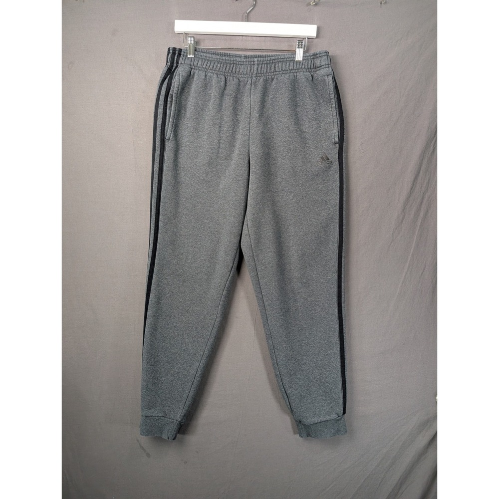 Adidas Mens Gray 3 Stripe Fleece Jogger Pants Size Large 8038